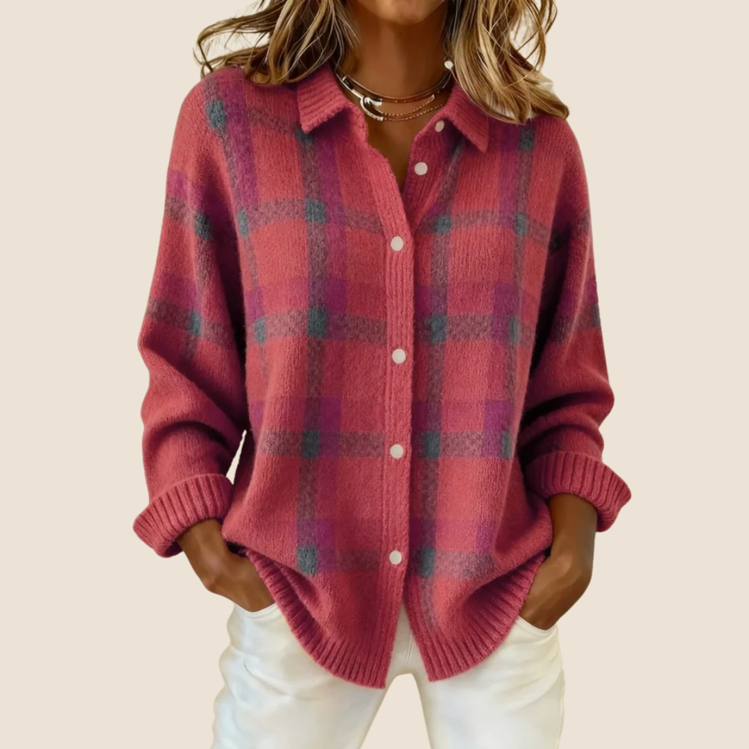 Elara | Soft Retro Check Knit Sweater